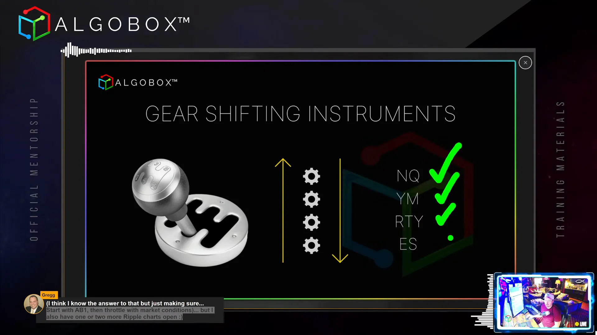 Gear shifting concept for bar size and instrument switching