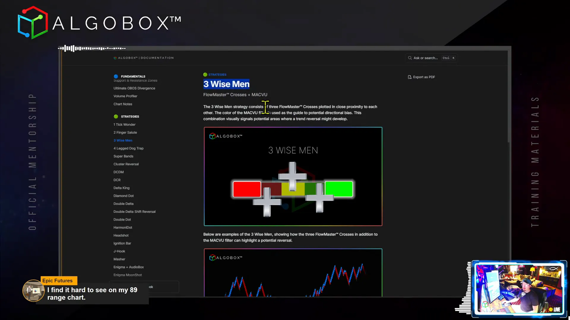 Three Wise Men pattern showing three Flowmaster™ crosses and potential reversal zone